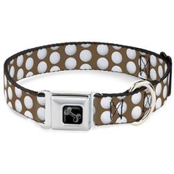 Dog Bone Black/Silver Seatbelt Buckle Collar - Golf Balls Tan/White
