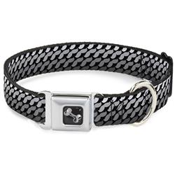 Dog Bone Black/Silver Seatbelt Buckle Collar - Mustache Monogram Black/Grays