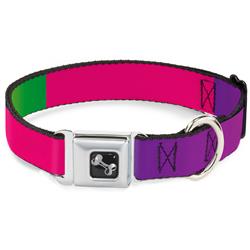 Dog Bone Black/Silver Seatbelt Buckle Collar - Multi Color Blocks
