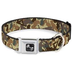 Dog Bone Black/Silver Seatbelt Buckle Collar - Mud Flap Girls Camo Browns