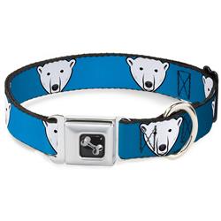 Dog Bone Black/Silver Seatbelt Buckle Collar - Polar Bear Repeat Black/Blue Fade