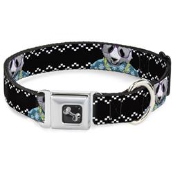 Dog Bone Black/Silver Seatbelt Buckle Collar - Panda Bling