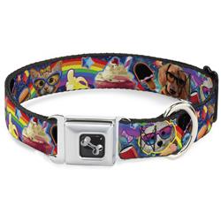Dog Bone Black/Silver Seatbelt Buckle Collar - Pets & Snacks Rainbow Collage