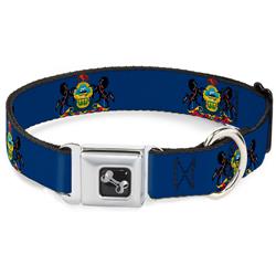 Dog Bone Black/Silver Seatbelt Buckle Collar - Pennsylvania Flag