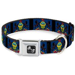 Dog Bone Black/Silver Seatbelt Buckle Collar - Pennsylvania Flags/Black