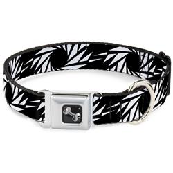 Dog Bone Black/Silver Seatbelt Buckle Collar - Pinwheel Black/White