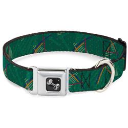 Dog Bone Black/Silver Seatbelt Buckle Collar - PDX Airport Carpet New