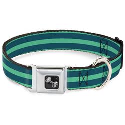 Dog Bone Black/Silver Seatbelt Buckle Collar - Stripes Pastel Green/Olive