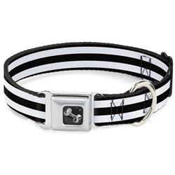 Dog Bone Black/Silver Seatbelt Buckle Collar - Stripes 3Black/2White