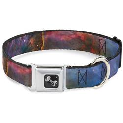 Dog Bone Black/Silver Seatbelt Buckle Collar - Supernova Space Collage