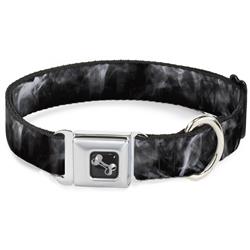 Dog Bone Black/Silver Seatbelt Buckle Collar - Smoke Black/Grays