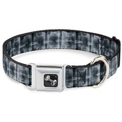 Dog Bone Black/Silver Seatbelt Buckle Collar - Spinal X-Ray Black/White
