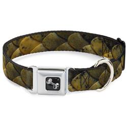 Dog Bone Black/Silver Seatbelt Buckle Collar - Snake Skin CLOSE-UP
