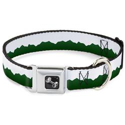 Dog Bone Black/Silver Seatbelt Buckle Collar - Colorado Solid Mountains Green/White