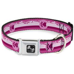 Dog Bone Black/Silver Seatbelt Buckle Collar - Colorado Paw/Mountains Pinks