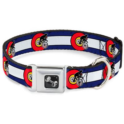 Dog Bone Black/Silver Seatbelt Buckle Collar - Colorado Biker Distressed