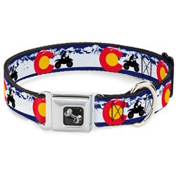 Dog Bone Black/Silver Seatbelt Buckle Collar - Colorado/ATV Rider/Mountains