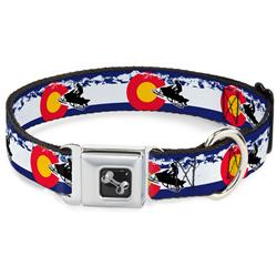 Dog Bone Black/Silver Seatbelt Buckle Collar - Colorado/Snowmobiler/Mountains