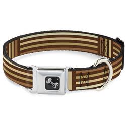 Dog Bone Black/Silver Seatbelt Buckle Collar - Stripe Blocks Browns