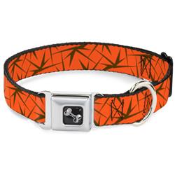 Dog Bone Black/Silver Seatbelt Buckle Collar - Spikes Scattered2 Orange/Brown