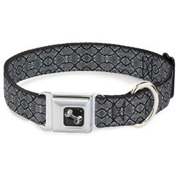 Dog Bone Black/Silver Seatbelt Buckle Collar - Snake Skin 3 Charcoal/Black