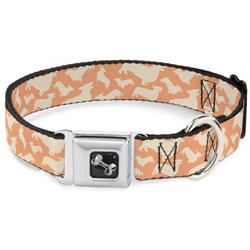 Dog Bone Black/Silver Seatbelt Buckle Collar - Corgi Silhouette Poses Golden Tan