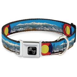 Seatbelt Buckle Collar - Colorado Mount Evans Vivid Landscape/Colorado Flag Icon