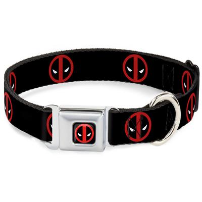 Deadpool Logo Black/Red/White Seatbelt Buckle Collar - Deadpool Logo Black/Red/White