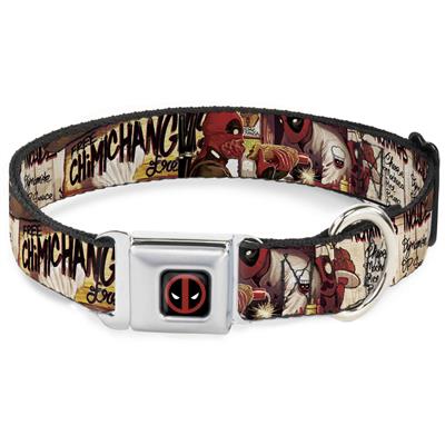Deadpool Logo Black/Red/White Seatbelt Buckle Collar - Deadpool Kills Deadpool #2 Cover Dynamite Chimichanga