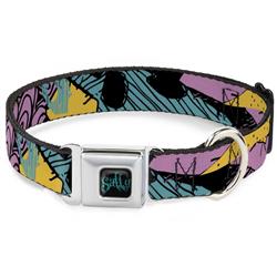 Nightmare Before Christmas SALLY Text Full Color Black/Teal Seatbelt Buckle Collar - Nightmare Before Christmas Sally Dress Patchwork