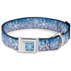 Frozen II Snowflake Full Color Blue/White Seatbelt Buckle Collar - Frozen II Snowflakes Blues/Purples/White