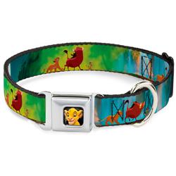 Simba2 CLOSE-UP Full Color Seatbelt Buckle Collar - Lion King Simba, Pumba & Timon Growing Up
