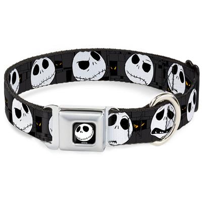 Jack Smile Full Color Seatbelt Buckle Collar - Nightmare Before Christmas Jack Expressions Gray