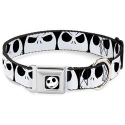 Jack Expression2 Full Color Seatbelt Buckle Collar - Nightmare Before Christmas 7-Jack Expressions CLOSE-UP Black/White