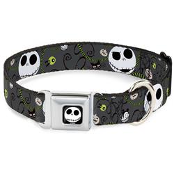 Jack Expression4 Full Color Seatbelt Buckle Collar - Nightmare Before Christmas Jack Expressions/Halloween Elements Gray