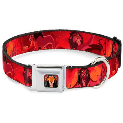 Scar Full Color Red Seatbelt Buckle Collar - Simba Scar Battle Scene Fiery Red