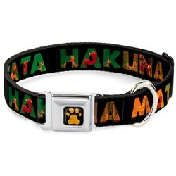 Lion King Paw Full Color Black/Gold Seatbelt Buckle Collar - HAKUNA MATATA Black/Lion King Scenes