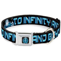 Space Ranger SR Logo Full Color Black/Blue Seatbelt Buckle Collar - Buzz Poses/Stars TO INFINITY AND BEYOND Black/Blues