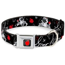 Apple Glow Full Color Black/Red Seatbelt Buckle Collar - SNOW WHITE Apple Poses/Butterflies Black/Gray/Red