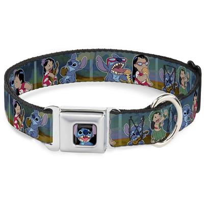 Stitch Smiling CLOSE-UP Full Color Seatbelt Buckle Collar - Lilo & Stitch 5-Scene Blocks