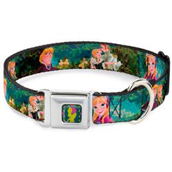 Anna Silhouette Full Color Blues/Green/Pink Seatbelt Buckle Collar - Anna & Hans/Anna & Kristoff Poses