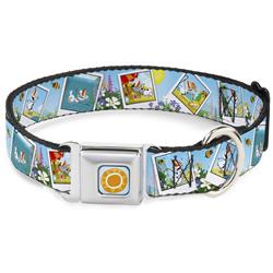 Frozen Sun Full Color Blue/Yellows Seatbelt Buckle Collar - Olaf Summertime Snapshots