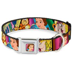 Surprised Belle Full Color Pink Seatbelt Buckle Collar - Beauty & the Beast Be Our Guest Scenes