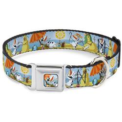 Olaf Tanning Pose Full Color Seatbelt Buckle Collar - Olaf Summertime Beach Scenes
