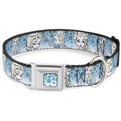 Snowflakes Frozen Art Collection Full Color Blues/White Seatbelt Buckle Collar - Anna/Snowflakes Frozen Art Collection Poses