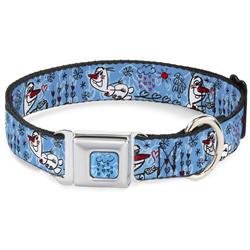 Frozen Cloud/Heart Raindrop Sketch Full Color Blues/Black Seatbelt Buckle Collar - Olaf Heart Raindrop Sketch Blues/Black