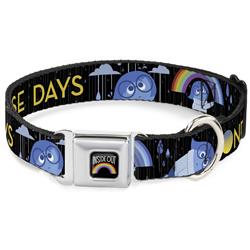INSIDE OUT Rainbow Full Color Black/White/Multi Color Seatbelt Buckle Collar - Joy Poses/Rain ONE OF THOSE DAYS Black/Gray/Blues/Yellow