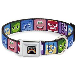INSIDE OUT Rainbow Full Color Black/White/Multi Color Seatbelt Buckle Collar - Inside Out 6-Character Esxpression Blocks Purple/Multi Color