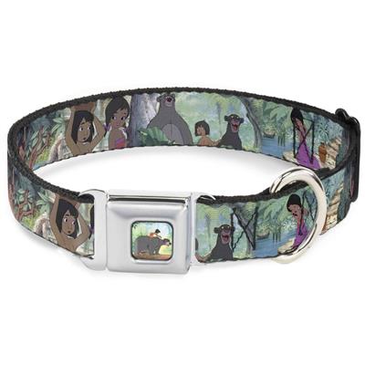 Mowgli Riding Baloo Full Color Seatbelt Buckle Collar - The Jungle Book Scenes
