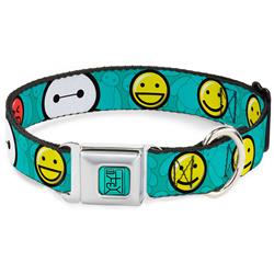BAYMAX Hanko Full Color Turquoise/Black Seatbelt Buckle Collar - Baymax/Mood Expressions/Baymax Scattered Turquoise